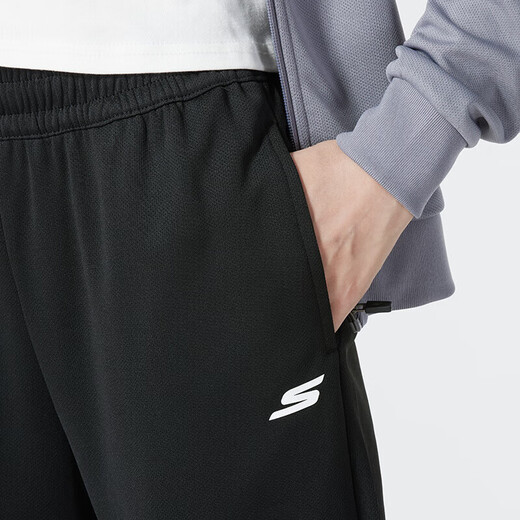 斯凯奇（Skechers）套装女 运动服立领夹克外套 跑步健身训练长裤休闲裤直筒裤裤子 黑色两件套/外套+长裤 XS