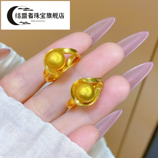 Ally 5D hard gold gold responsive ring for women 999 pure gold new brushed ball ring pure gold index finger ring gift No. 11 about 2.35g
