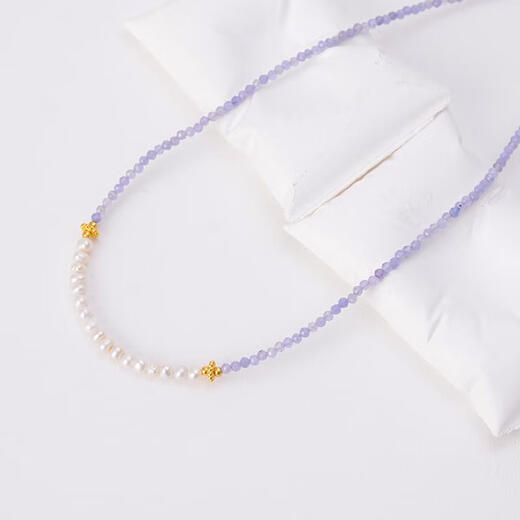 Shengbei natural tanzanite necklace ins style simple tanzanite pearl necklace for women 2025 new women's necklace tanzanite with pearls 40cm+5cm