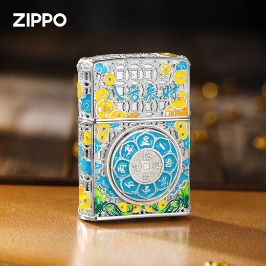 ZIPPO lighter official sterling silver luminous enamel eight directions come to finance windproof kerosene to send gifts from male elders. Sterling silver eight directions come to finance [new machine without oil] DY9918