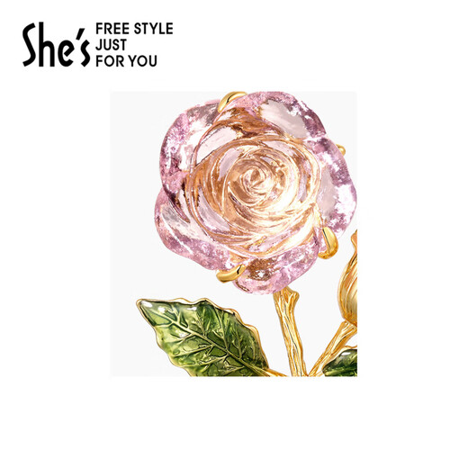 She s Akiko ice and snow secret romantic glazed flower brooch handmade high-end suit corsage accessories birthday gift for women ice crystal transparent powder A0