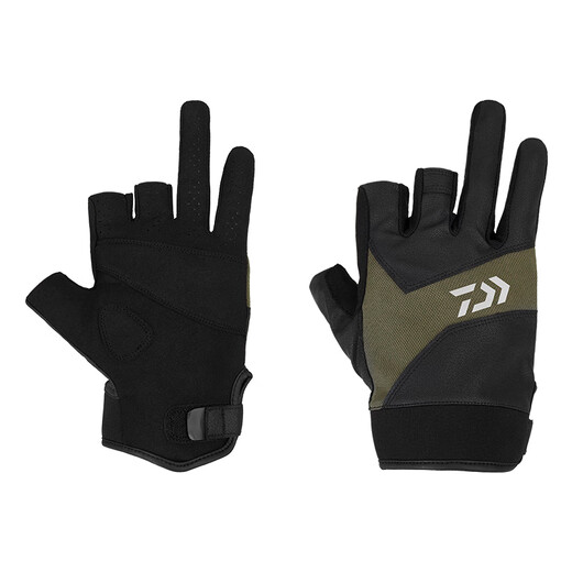 DAIWA 25 spring and summer DG-8125CS exposed 3/5 finger Luya competitive gloves wear-resistant fishing gloves exposed 5 fingers - olive green L