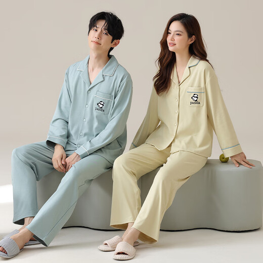 Dan Nanwei pajamas couple pure cotton spring and autumn long sleeves large size thin summer casual outdoor wear men and women home clothing suit 02D16802 M women-