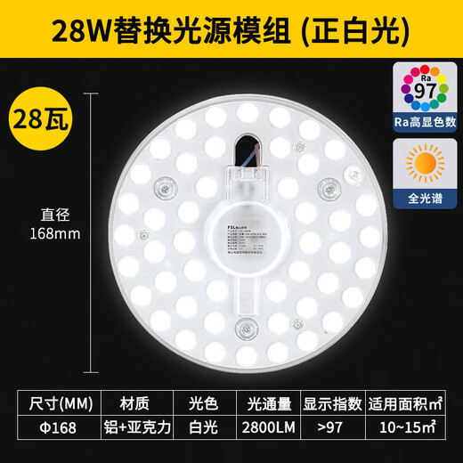 Foshan Lighting (FSL) LED ceiling lamp panel wick ultra-bright energy-saving lamp panel magnetic modification board patch light source module full spectrum 28 watt positive white light including terminal blocks