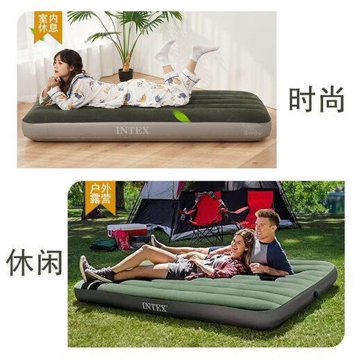 INTEX 充气床垫折叠床双人108 露营户外防潮垫午休躺椅打地铺含泵枕N