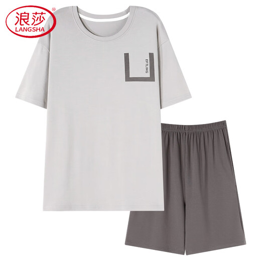 Langsha (Langsha) Pajamas para hombres de alta gama para los hombres de cuatro estaciones de cuatro estaciones para hombres, la guapda seda de algodón de algodón de gran tamaño se puede usar fuera del hogar 9719 Shorts de seda de algodón verde de corteza 3xl [180-200Jin [Jin equivale a 0.5 kg]]]
