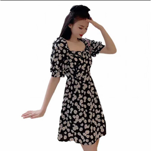 荣西图（RONGXITU）大码女装复古小雏菊V领遮肚连衣裙广州十三行 长款1391 L