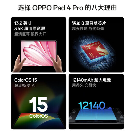 OPPO Pad 4 Pro National Subsidy 13,2-Zoll-Tablet-Computer 3,4K Ultra-Clear Original-Farbbildschirm OnePlus-Tablet für Bürospiele, Lernen und Unterhaltung für Studenten Dawn Shimmer 12 GB + 512 GB Offizielle Standardkonfiguration