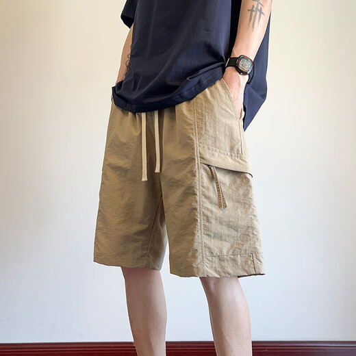罗蒙工装短裤男士夏季新款冰丝凉感休闲直筒裤子男潮流百搭五分裤 DK701绿色 XL