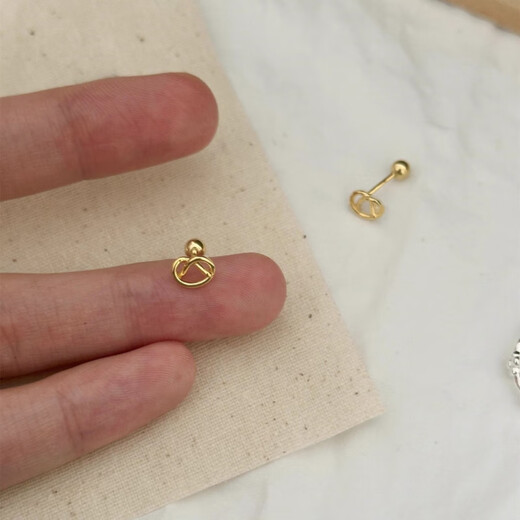 BZK simple knotted love screw earrings, gold anti-falling super fairy, no need to pick gas when sleeping 0.01g intertwined earrings