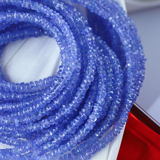Shengbei boutique natural tanzanite faceted bead necklace women's high-end colorful treasure necklace gemstone neck chain clavicle chain about 3-4MM one piece without buckle