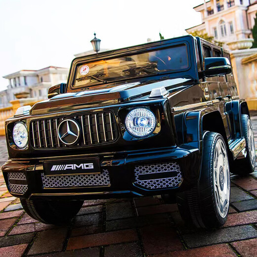 Xiong Yan Mercedes-Benz Big G children's electric car four-wheel remote control car can sit in a baby stroller child baby toy car black LCD instrument + lithium battery + soft wheel leather seat