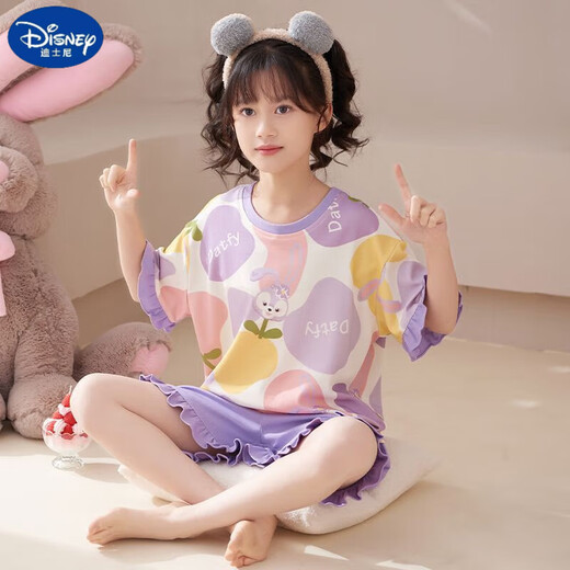 迪士尼（Disney）甜美可爱女童家居服套装优质棉少女款夏季短袖短裤甜美睡衣女孩 687莫代尔 85 童10码 建议身高85-95CM