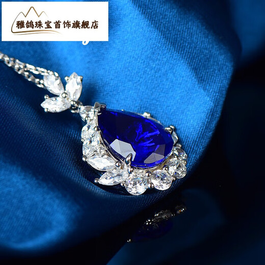 Yage's new light luxury and high-end French necklace, water drop pendant, exquisite sapphire necklace, gift to friends