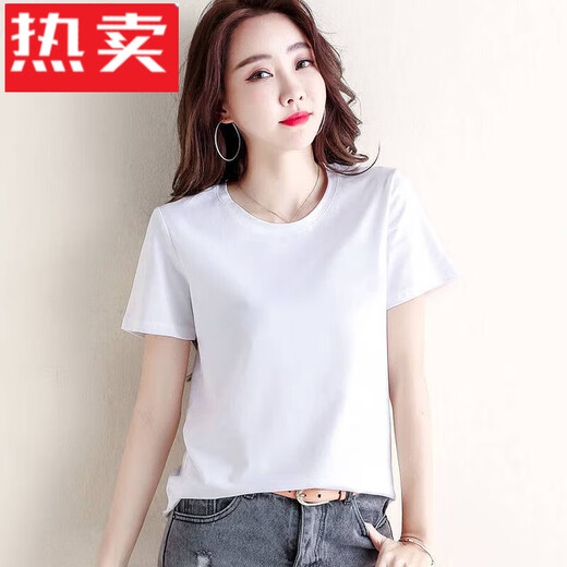 Jiaojing Cotton Cotton Forteced Fort для женщин свободно и Evergrande с твердым цветом круглой шеи черная базовая футболка пружина и осенняя одежда 6172 Black M (предлагается 80-105 Jin [Jin равняется 0,5 кг])