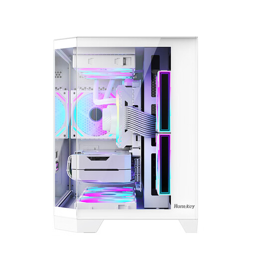 航嘉（Huntkey）S960暴风雪X冰刃版白色全景版海景房机箱（三面钢化玻璃/左右分区/360水冷/9风扇位/MATX主板）