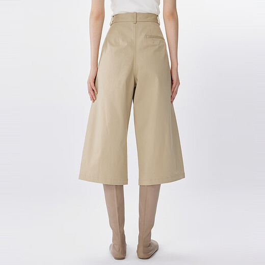 
JNBY [Same Model in Shopping Mall] 25 summer new casual pants for women wide-leg cropped pants 5P5E11980 273/paper khaki M