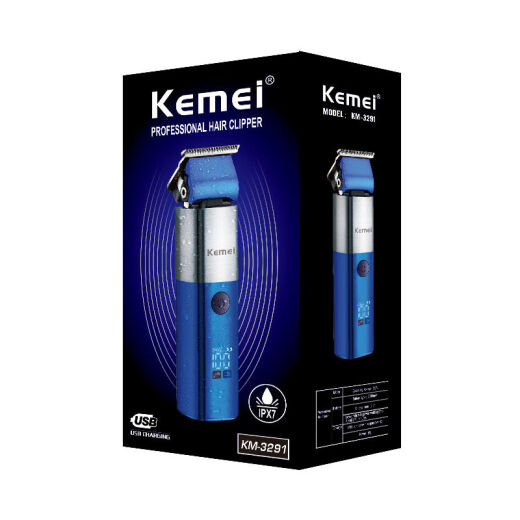 科美跨境新款全身水洗LED数显USB专业理发器光头雕刻剪KM-3291 KM-3291