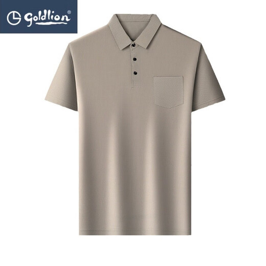 Gy Goldlion Polo de manga corta Polo de manga corta Summer Top Lapel Top Camiseta de seda de hielo Marca de moda de secado rápido Marina informal 9196 4xl de tamaño único