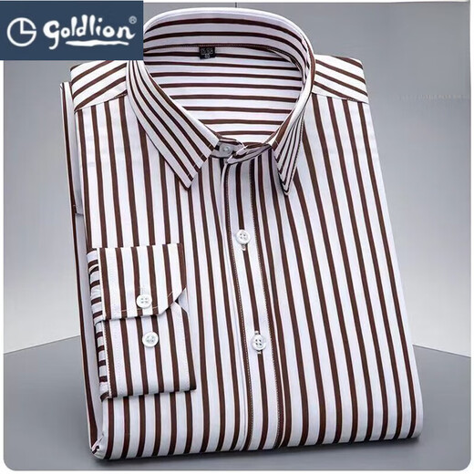Goldlion (Goldlion) Nicht scanntes und anti-versuntiges Langarmhemd für Männer 2025 Stretch Casual Business Formale Verschleiß mit mittlerem Alter und jung gestreiftem Hemd für Männer Spring 826 Stretch Striped Shirt 38 Gewicht 100-115