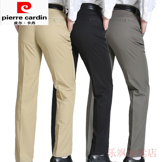 Pierre Cardin Negocio de verano Pantalones casuales de hombres de mediana edad para hombres puro de algodón puro para hombres Papates largos de mediana edad delgada de mediana edad