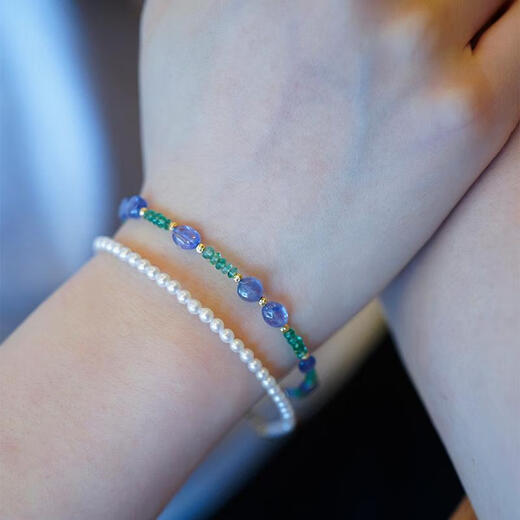 Feiyu Miwu tanzanite bracelet 18k gold beads natural emerald gemstone bracelet niche exquisite plus v lock new product preview sj_celia