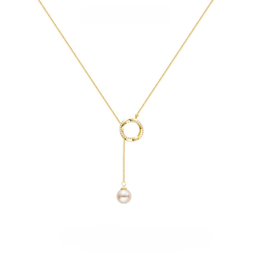 Youshu HUSSAIN Dream Freshwater Necklace Women's Light Luxury Niche Sterling Silver Clavicle Chain French Pendant Necklace Gold Color 5-layer Thickened Gold Plating