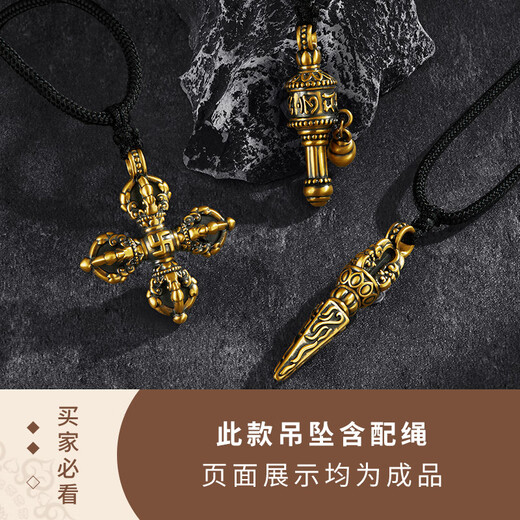 Chow Tai Sang Gold Pendant National Trend 5D Black Gold Cultural Blessing Couple Necklace Birthday Valentine’s Day Gift for Boyfriend and Girlfriend Black Gold Vajra Pendant About 1.8g
