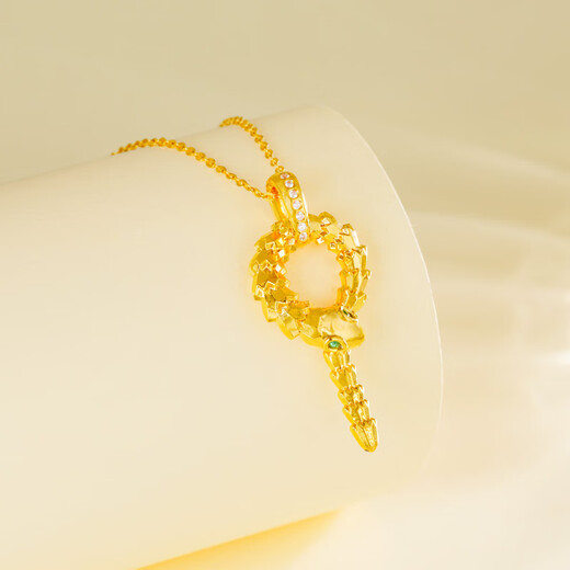 Zokai yellow 18K gold pendant zodiac snake necklace zodiac year birthday gift D11995