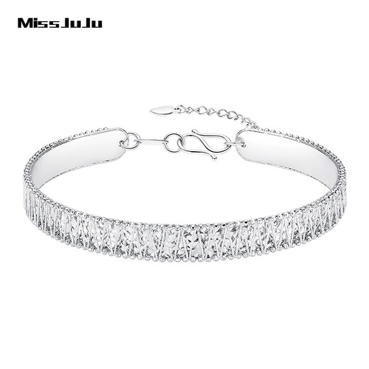 Miss JuJu pt950 sparkling platinum streamer bracelet women's platinum brushed open bracelet weighs 12.5-12.7g and is about 7mm wide