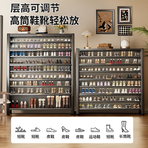 卡玫莱卡玫莱钢制中古风入户门口鞋柜家用玄关收纳柜多层储物柜一体靠墙 5层透气【意式灰】长60宽3878