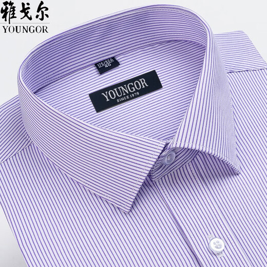 Yager long-sleeved shirt for men 2025 spring and autumn pure cotton free ironing middle-aged casual high-end striped formal shirt 6623 38 Suggested 70-95 Jin [Jin equals 0.5 kg]
