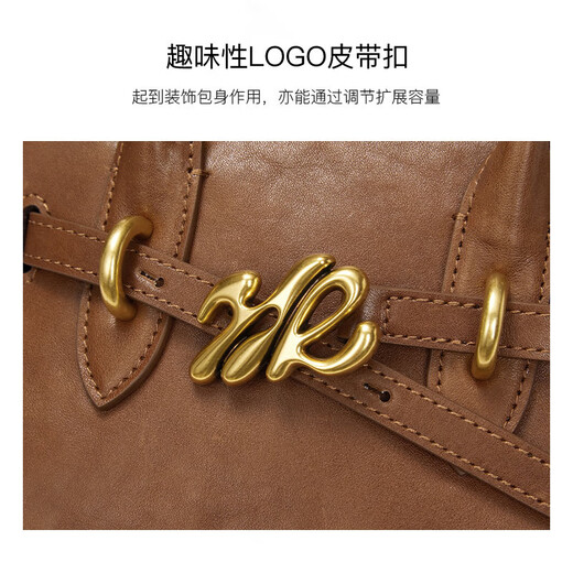 HR赫莲娜包包女包精致贝壳包女手提包女植鞣头层牛皮单肩斜挎包女 棕色