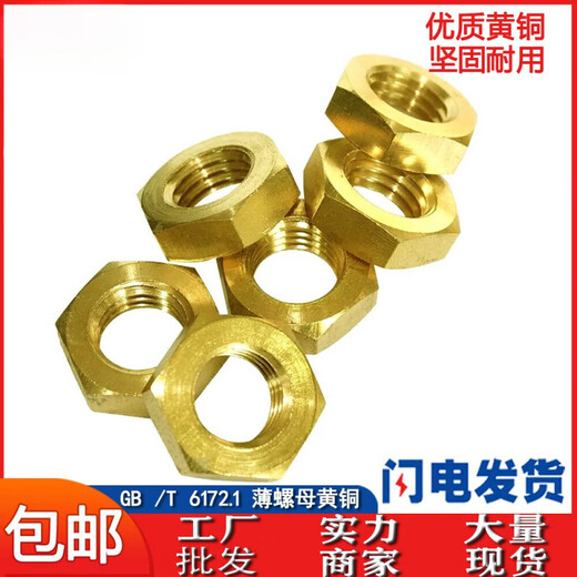 维诺亚GB6172黄铜薄螺母薄型六角螺母螺帽 扁铜螺母M3M4M5M6M8M10M12M16 M10【1只】H62铜