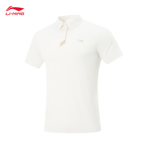 Li ning Honor-Serie 丨 Polo-Männer modische und komfortable Revers-Kurzärmel-Polo-Hemd APLV673 Champagner White-1 2xl