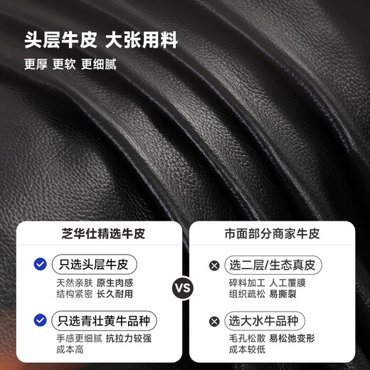 CHEERS Urban Leather Sofa First Layer Cowhide Living Room Small Apartment Modern Simple Furniture Chivas Regal 3133 Black 3.01m