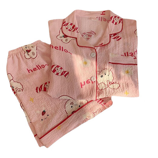 HUALIN FASHION夏季粉花泡泡袖短袖可爱薄款家居服套装 zd-673#库洛米 175 L