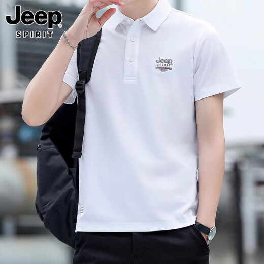 Jeep (Jeep) Футболка с короткими рукавами для Men 2025 Новая летняя спортивная футболка Lose Loose Deshable High-end Casual Polo Polo для мужчин 7027 военный зеленый обычный xl