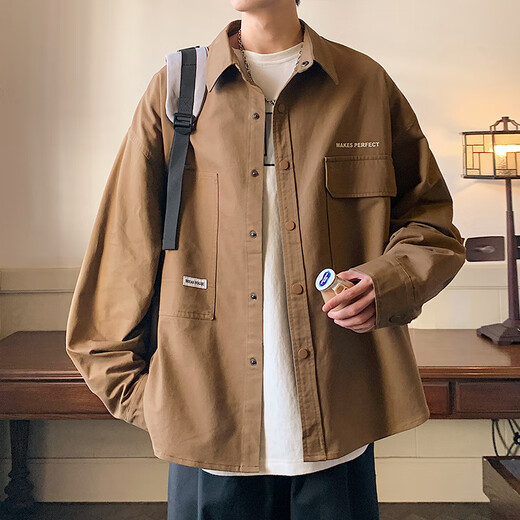 Catman Miiow Work Shirt Men's Men's à manches longues Summer Summer 2025 Nouvelle adolescente veste décontractée pour hommes tendance et polyvalente Couleur de phoque blanche xl [130jin [Jin est égal à 0,5 kg] -150jin [Jin est égal à 0,5 kg]]]