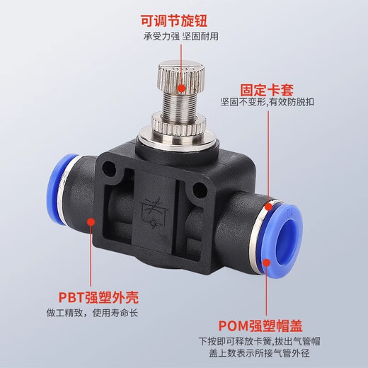 Pneumatic quick connector LSA one-way adjustable pipeline throttle valve trachea quick plug LSA-4 6 8 10 12 LSA-4