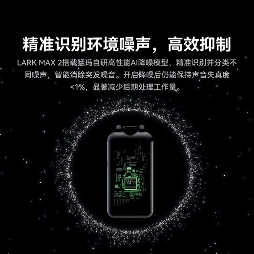 Mammoth LARK MAX 2 Wireless Lavalier Microphone Professional Monitoring Radio AI Noise Reduction Real-time Live Broadcast Internal Recording Moma Mammoth Radio