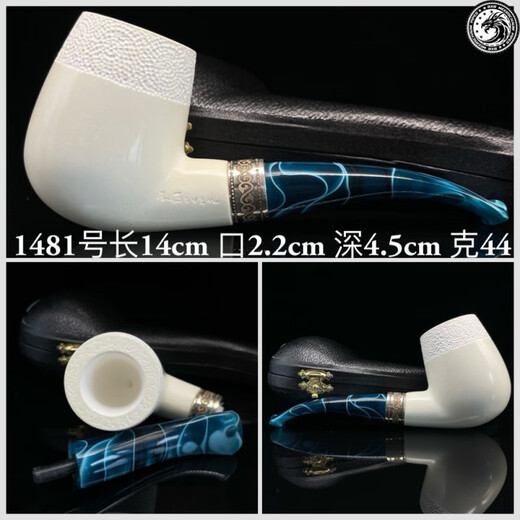 High-End türkische Sepit Steinrohr Master handgefertigtes Doppel-Silber-Kavitation-Atmosphäre Raum Spezial Schneeflockenmaterial Rohstein gemacht 1478