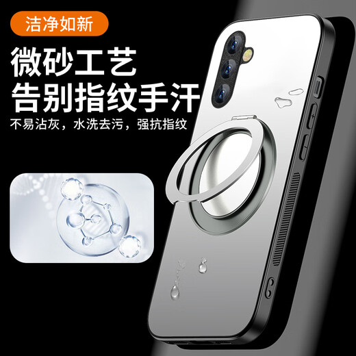 HOLDZU [unzipped version] fulcrum shell suitable for Samsung s25 mobile phone case Samsung S25 protective case magnetic suction full-pack anti-fall frosted high-end bracket for men and women new style - deep space black