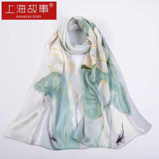 Shanghai story bufanda de seda damas 100% mulberry silt satin bufand caja de regalo para el regalo de cumpleaños de la anciana de la mamá festival