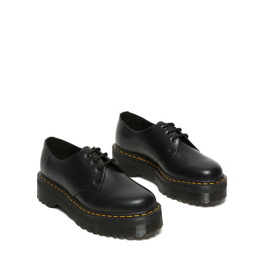 Martin (Dr.Martens) 1461 Quad Damen Herbst- und Winterschwamm Kuchen Pendeln Hochglänzende schwarze dicke Lederschuhe Single Schuhe Schwarz 37
