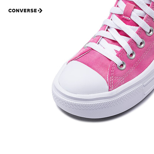 Converse Converse children's shoes girls high-top canvas shoes 2025 summer new children's thick-soled casual shoes white/pink 36 recommended foot length 22cm