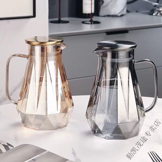 Qinkai High Temperature Resistant Diamond Teapot Glass Water Cup Living Room Kettle Cup Cup Holder Light Luxury Home Set Ashes One Pot Six Cups + Tray