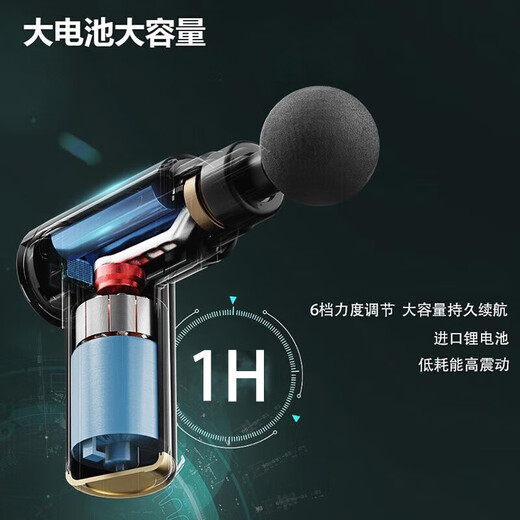 Sumantha Fascial Gun Home Deep Muscle Relaxation Massager Cervical Spine Shoulder Neck Waist Portable Leg Full Body Massage Artifact Men and Women Birthday Gift Practical for Adults Black 4-head Switch + 6-level Adjustment + LCD Charging Model.