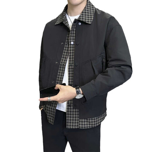 
Guanmao Pei 2024 Men's Jacket Fake Two-Piece Loose 2025 6636 Black M