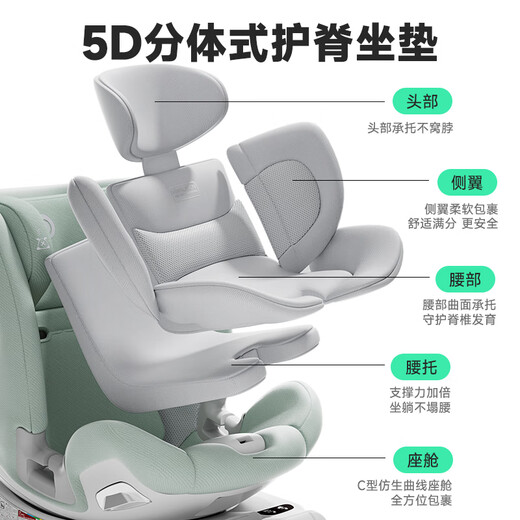 ledibaby Letibaby child safety seat 0-4-12 years old car baby seat car seat can sit and lie down Space Capsule 2Pro Ultimate Edition [Pine Frost Green]